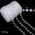 Iridescent 14mm acrylic octagonal bead chain for DIY crafts, 3 yards length on black background - 14x14mm Clear 3 Yards