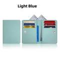 Light blue RFID blocking multi-slot slim card wallet with pebble leather texture - RFID 9 Slots with Coin Pocket / Light Blue
