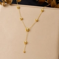 Elegant gold Y-shaped necklace featuring delicate rose pendants with cubic zirconia accents - Six Roses Y-Shaped Tassel Style (N4095)