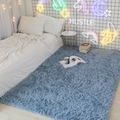 Soft light blue shaggy rug for bedroom living room with minimalist nordic style plush fur - Lake Blue