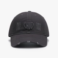 Dark grey distressed baseball cap with CHUD 3D letter embroidery and vintage worn effect - Dark Gray