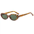 Gafas de sol ovaladas retro con montura de leopardo y lentes verde oscuro de protección - Marco de Leopardo Lente Verde Oscuro