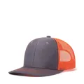 Dual-tone trucker cap in dark grey and bright orange mesh with slightly curved brim - Adjustable / Charcoal + Orange Mesh