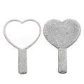 Specchi a mano a forma di cuore con strass argento scintillanti vista fronte e retro - Cuore / Argento
