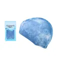 Tie-dye blue nylon swim cap for adults with elastic material and retail packaging - One Size / Nylon Tie-dye Blue
