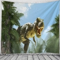 Arazzo realistico con dinosauro T-Rex nella foresta preistorica per decorazione murale - 150x130cm / T-Rex Foresta