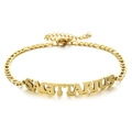 Goldenes Figaro-Armband mit Schütze-Schriftzug und Karabinerverschluss für Damen - Gold-Schütze