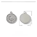 Detailed parameter view of stainless steel sun face pendant with 14mm diameter - Silver Sun Face (VG365)