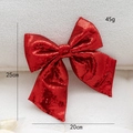 Sparkling red sequin Christmas bow ornament, 25cm festive decoration for holiday trees - Small / Red