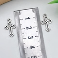 Pendenti a croce in lega vintage argento per gioielli fai da te con scala graduata - Croce Traforata Argento Antico 12x19mm (C)
