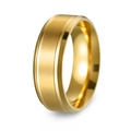 Minimalist gold matte stainless steel ring with 8mm brushed finish and polished edges - 8mm Gold / 6