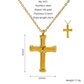18K vergulde roestvrijstalen kruis ketting met afmetingen en model 1631 specificaties - Minimalistische Gepolijste Effen Gouden Stijl (1631)