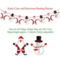 Detail of Christmas banner with Santa and Snowman figures, 8 pieces, 3m adjustable rope - Old Man & Snowman Banner