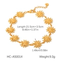 Detail view of 18K gold sun link anklet with size specs on white background - Single Layer Sun Style (HC-A50014)