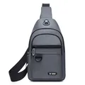 Waterproof dark grey oxford crossbody chest bag with adjustable strap and headphone port - 0102 Grey