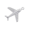 Detailed view of silver airplane charm with sparkling stones and polished metal finish - VD1682 Silver White Zircon Airplane