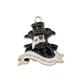 Plague Doctor enamel charm in black and white with Wash Your Damn Hands text detail - 24x26mm