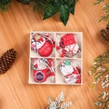 Détail de quatre ornements de tasse de cacao festifs en bois avec texte Peppermint Mocha - Style Glace/Tasse de Cacao (K1-3) / Lot de 12