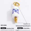 Blue and white porcelain cylinder pendant in 18k gold plated stainless steel - Blue and White Porcelain Cylinder Pendant (PJ91248A)