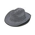Close-up of woven straw texture and black and white striped pattern on summer jazz hat - M (56-58cm) / Black