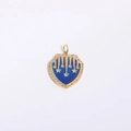 Gold-plated shield pendant with blue enamel, sparkling zircon stars and eye motif - Shield Pendant