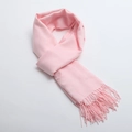 Soft pink long scarf with elegant fringe trim made of imitation cashmere for winter - Light Pink