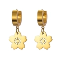 Boucles d'oreilles pendantes fleurs de cerisier dorées en acier inoxydable pour femme - Style Sakura (Couleur Or) / Or Style 2