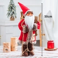 50cm Standing Santa Claus figurine in red suit with wood sack and broom decor - Style C (50cm)