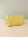 Waterproof yellow crossgrain PU leather makeup bag with gold heart zipper puller - Yellow
