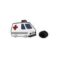 Enamel ambulance medical brooch with red cross symbol and sparkling rhinestones - Ambulance (C2787-1)