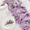 Elegant purple gauze table runner with crinkled texture for wedding party decor - Light Purple