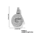 Collana con pendente lettera G d'argento con zirconi in stile hip hop trendy - Pendaglio argento lettera G