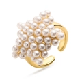 Elegant gold-plated cluster ring featuring lustrous white pearls and adjustable open band - Gold Five-Pointed Star Ring
