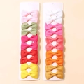 Set of 16 colorful grosgrain ribbon swallowtail hair bows for girls in assorted vibrant tones - Combination 1