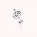 Silver stainless steel birth flower charm with hollowed-out floral pattern and metal ring - July Silver