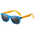 Kids polarized Wayfarer sunglasses with blue frame, yellow temples and grey lenses - Blue Frame Yellow Legs Black Grey Lens