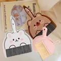 Mini pink desk broom set with cute cartoon bunny and bear characters for cleaning - Pink Set - Cartoon Shape