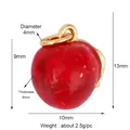 Mini red apple fruit charm with gold leaf detail for DIY jewelry making accessories - All Red Apple (M157591)