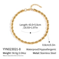 Waterproof gold 18K plated stainless steel twist rope chain necklace in 8mm width - Width 0.8cm-Length 43+5cm