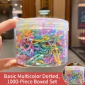 Elastici per capelli usa e getta colorati ad alta elasticità in scatola da 1000 - Confezione in scatola / 13# Punti Colorati Standard (1000 Pezzi)