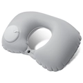 Portable inflatable U-shaped travel neck pillow in grey with integrated manual press pump - Milk Silk / Neck Pillow / Light Gray