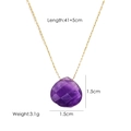 Gold-plated necklace with a faceted heart-shaped purple crystal pendant 1.5cm wide - Purple Crystal