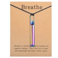 Rainbow mindfulness necklace on a Breathe card for anxiety relief and meditation - HX02 (No Card) / Rainbow