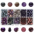 DIY jewelry kit with colorful crackle glass beads and crystals in a 10-grid storage box - 200Pcs/Box / Violet Series