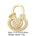 Golden heart-shaped lock pendant with micro-paved zircons measuring 17x13mm - Heart Lock X0922
