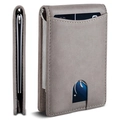 Slim taupe carbon fiber texture men's RFID wallet with minimalist bifold leather design - Gray