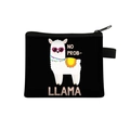 Black polyester kids coin purse with alpaca print and 'NO PROB-LLAMA' quote - Black No Prob-Llama