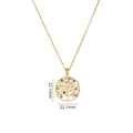 Golden Tree of Life necklace variant with colorful gemstones and 22.1mm pendant size - Circle Tree of Life-Gold-Multi Color-22.1mm