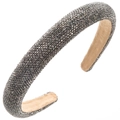 Détail du serre-tête orné de strass avec doublure intérieure en velours beige antidérapant - Noir Brillant