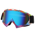 Ski goggles with colorful graffiti frame and blue mirror lens for outdoor sports - Colorful Frame Blue Mirror